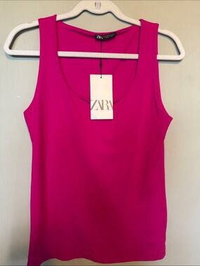 Zara Fuchsia Scoop Neck Tank Top